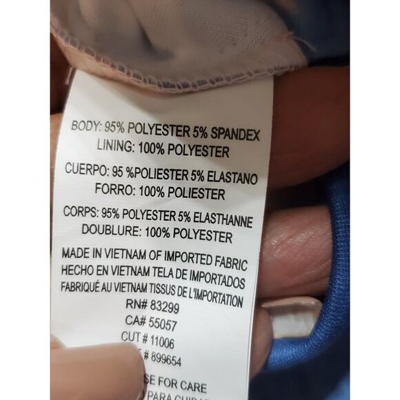 Tiana B Scuba Blue Polyester Round Neck 3/4 Sleeve Casual Knee Length Dress 6 - Picture 9 of 13